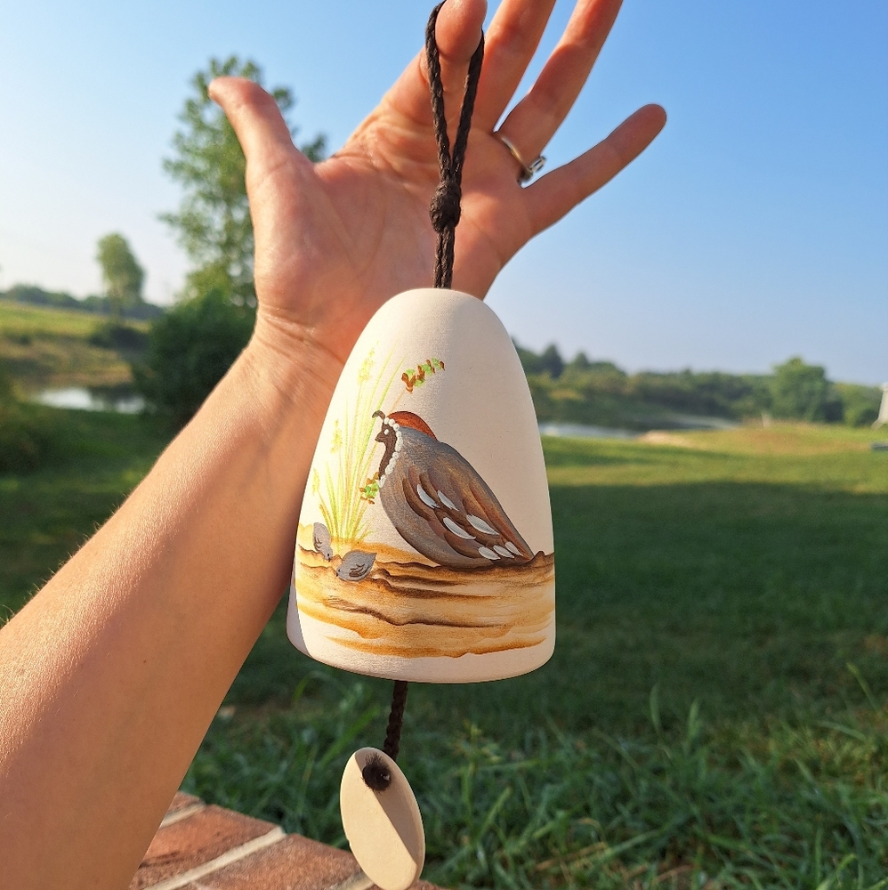 Vintage Sandstone Creations Arizona handpainted signed quail wildchime bell